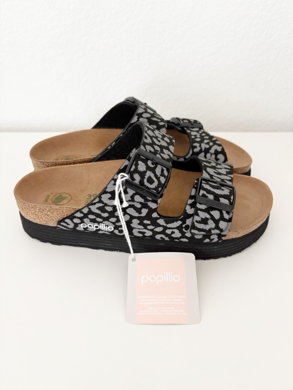 Birkenstock Papillio Arizona Grooved Platform Leopard Sandals EU 39 US 8-8.5 Nar - Picture 8 of 12